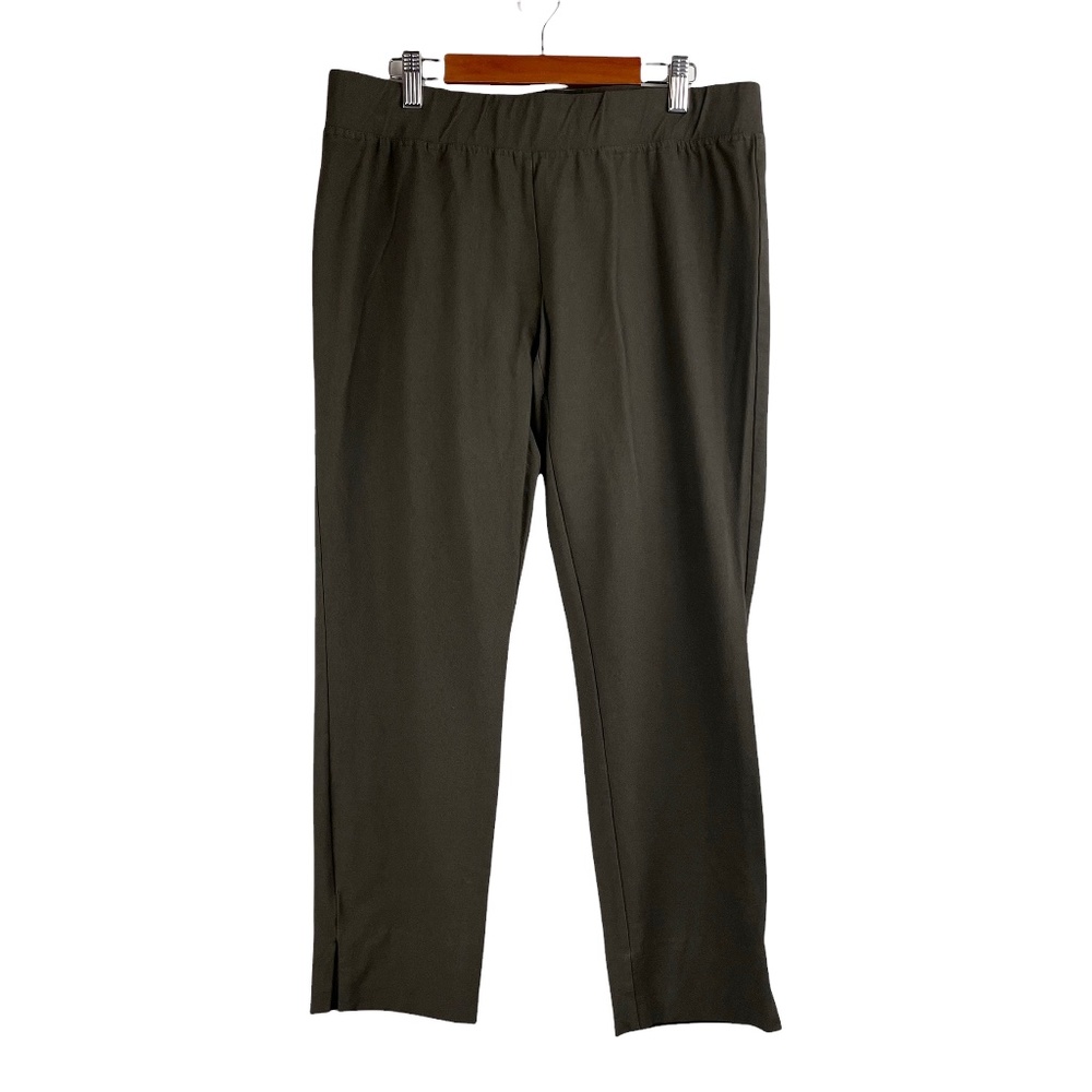 Eileen Fisher Dark Green Viscose Crepe Crop Pants Size Medium